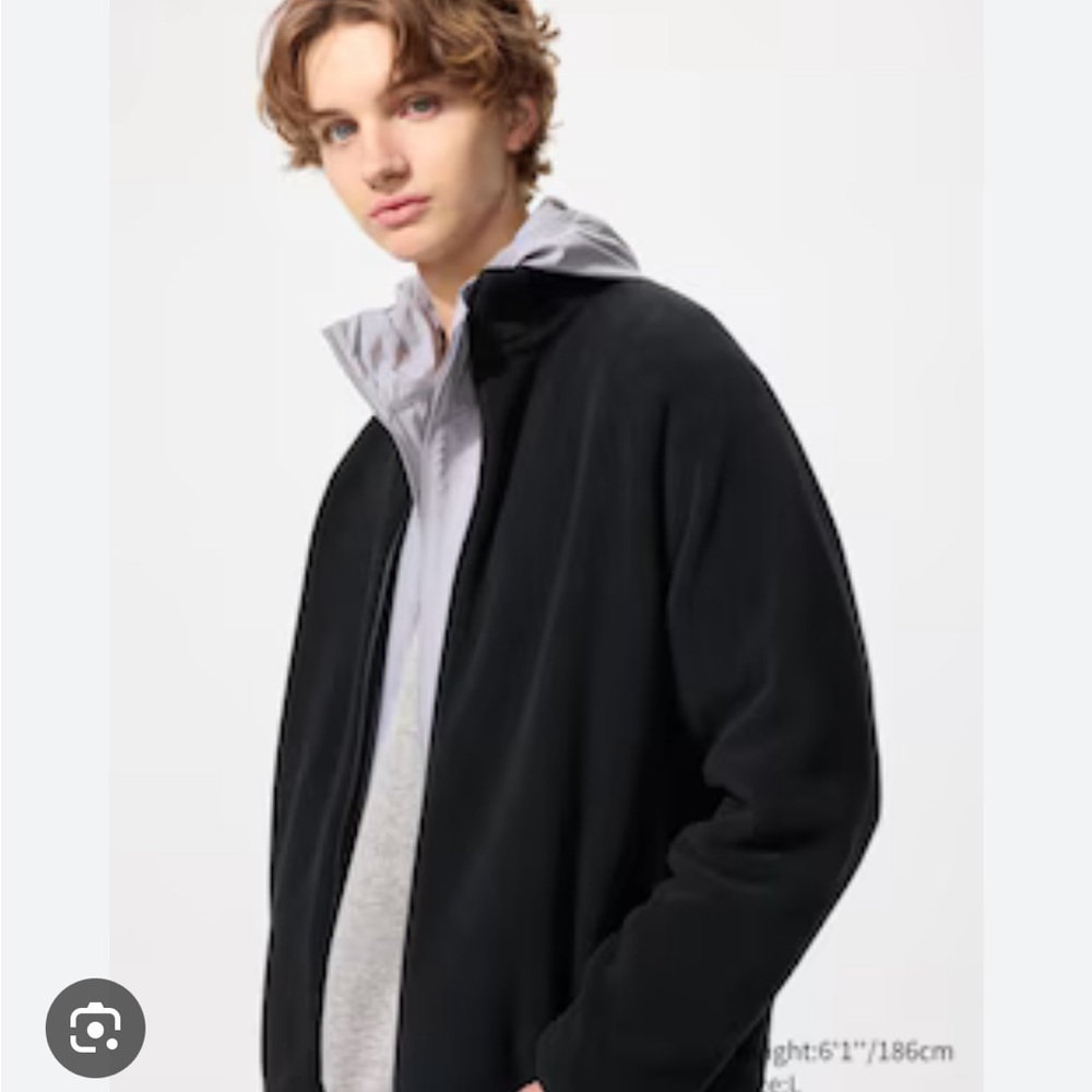 🟣 Uniqlo Zip Up Hooded Jacket Fleece Black M